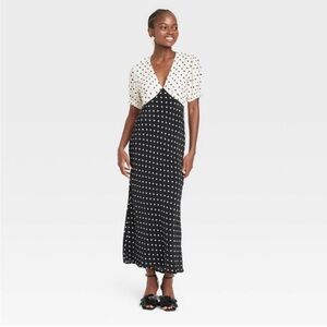 Retro Black & White Contrast Polka Dot Dress 🖤 Brand: A New Day Size: M -NWT